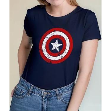 Imagem de Camisa Camiseta Adulto Masculina Feminina Algodão Capitão Améric a Her