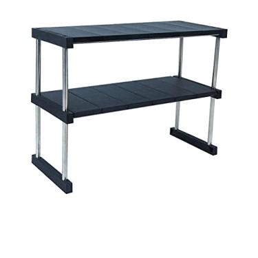 Imagem de Prateleira─ Bancada de cozinha de 2 camadas e armário de despensa suporte organizador de prateleira para armazenar tigelas, especiarias, suprimentos de panificação - suporte independente (cor: branco