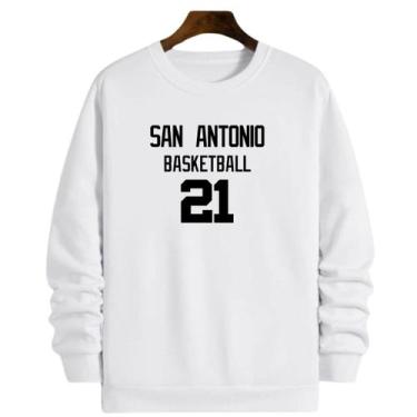 Imagem de Blusa Moletom Gola Basquete San Antonio Basketball número 21 - Loja Cl