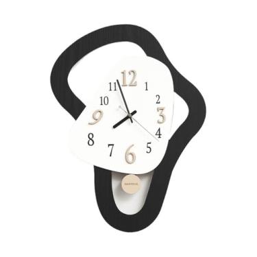 Imagem de KEG801302 Relógio de parede moderno 36 * 48 cm Relógio de parede digital de quartzo moderno decoração de parede interior/cozinha (preto) decoração (preto)