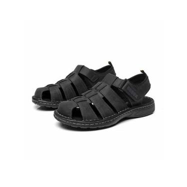 Imagem de Sandálias Esportivas Masculinas De Couro De Primeira Camada Antiderrap