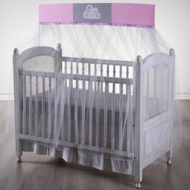 Imagem de Mosquiteiro para Berço Americano com Bando em Tule, Rede de Proteção para Bebê (LUA ROSA)