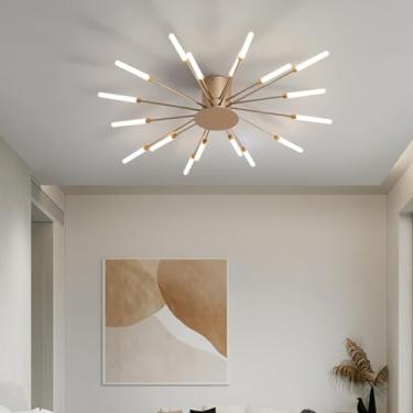 Imagem de Lustre de teto LED moderno, dimerizável, com 42 lâmpadas, cúpula de acrílico, ideal para sala de jantar, quarto e sala de estar. Temperatura de cor: 3000-6000K. Efeito fogos de artifício (do