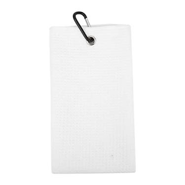 Imagem de Toalha de golfe de secagem rápida, design de waffle, algodão puro, macio, absorvente, toalha de limpeza para golfistas, branco, preto, 59x14cm (Branca)