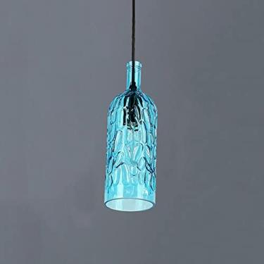 Imagem de Luminária Pendente com Cúpula de Vidro de Garrafa de Vinho para Teto | Luminária Suspensa Estilo Vintage para Sótão com Lâmpada E27 | Lustres para Sala de Jantar/Restaurante, Bar, Café, Cozi
