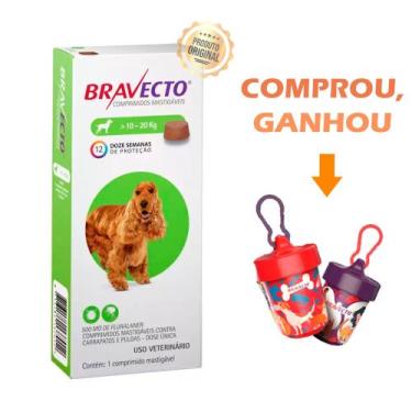 Imagem de AntiPulgas e Carrapatos Bravecto 10 a 20 kg - 500 mg Original Dose Úni