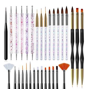 Imagem de Generic Conjunto de Pincéis para Nail Art Com 31 Pincéis Profissionais para Desenho e Pontilhamento de Forro para Uso Doméstico Em Salão de Beleza, Acrílico de Liga de Nylon para Unhas, Pincel de Pintura Em Gel, Forro de Pintura para Nail Art para DIY