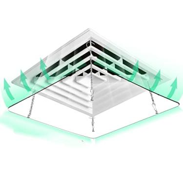 Imagem de Defletor de ar condicionado ajustável – capa quadrada de ventilação de teto para saídas de ar condicionado de escritório comercial – Protetor de ventilação transparente transparente de 60 x 60 cm para