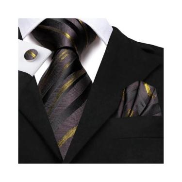 Imagem de Conjunto De Gravata, Abotoaduras E Lenço De Bolso Masculino Para Casam