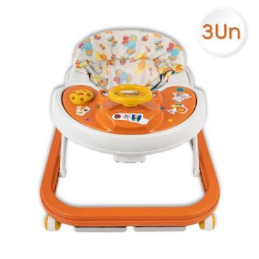 Imagem de Kit 3 Andadores De Bebê Infantil Musical Sonoro Laranja Styll Baby - P