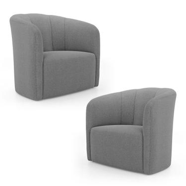 Imagem de Kit 02 Poltronas Decorativas Abby Bouclê Cinza Escuro - Desk Design