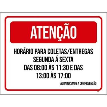 Imagem de Kit 3 Placas Horário Coletas E Entregas 27X35 - Sinalizo