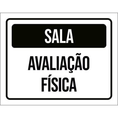Imagem de Kit 3 Placa Acm Sala Avaliação Física Preta 18X23 Branco - Sinalizo