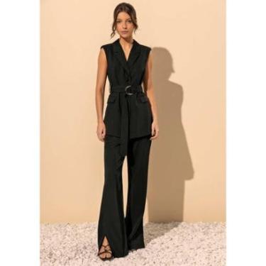 Imagem de Colete Alongado Em Alfaiataria Com Lapelas E Cinto-Feminino