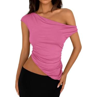 Imagem de Blusa PRETTYGARDEN 2025 Ombro a Ombro com Franzidos Rosa P