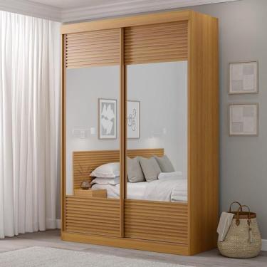 Imagem de Guarda-Roupa Solteiro 2 Portas com Espelho Samambaia CabeCasa MadeiraM