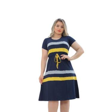 Imagem de Vestido Feminino Godê Listrado Plus Size em Viscolycra Premium - SARAV