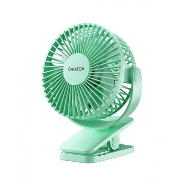 Imagem de Ventilador de Clipes Portátil Gaiatop Verde Recarregável USB, 3 Velocidades, Rotação 360°, Bateria 3,5-10h, Mini Poderoso Silencioso