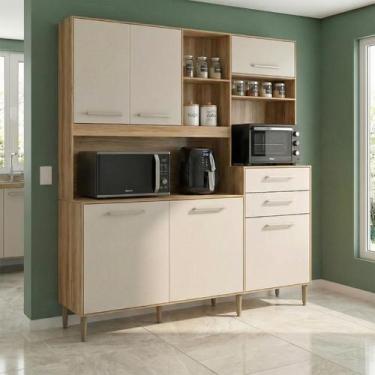 Imagem de Armário de Cozinha Completo Grande com 5 Portas e 3 Gavetas - Repleta,