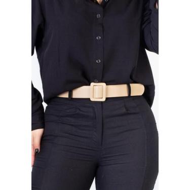 Imagem de Cinto feminino largo de couro Vivi, Bege