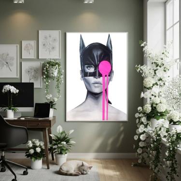 Imagem de Quadro Decorativo Lágrima Neon Rosa 70x50cm Mold Branca