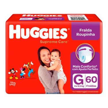 Imagem de Fralda Roupinha Huggies Supreme Care Tamanho G 60 Fraldas Descartáveis