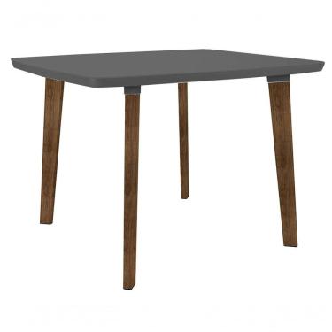 Imagem de Mesa De Jantar Jade 4 Lugares Pés Oblongo Grafite Com Vidro - Rv Móveis