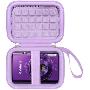 Imagem de Estojo de Transporte BOVKE para Câmera Digital Canon PowerShot ELPH 360/360 HS, Bolsa Rígida para Viagem e Vlog, Bolso em Malha para Bateria, Cartões SD e Cabos, Roxo