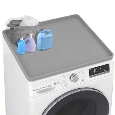 Imagem de Capas de lavadora e secadora para a parte superior, tapete protetor de silicone para secadora de 78 x 78 cm, impermeável, resistente a arranhões, lavável, bancada de secadora para cozinha doméstica e