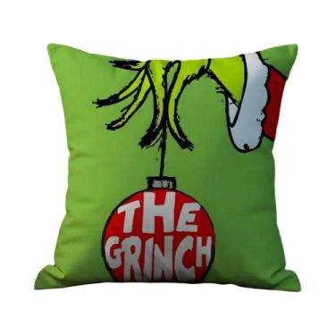 Imagem de Capa De Almofada De Natal Macia E Peluda T-GrinC-S Com Impressão Dupla
