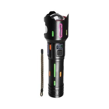 Imagem de Lanterna Tática LED Recarregável 90000000LM Com Zoom, À Prova D'água, 