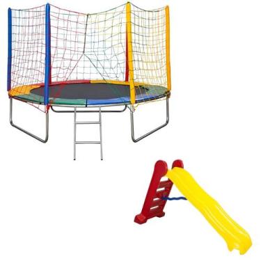 Imagem de Kit Brinquedos Trampolim Cama Elástica Pula Pula 2,44m Média Nacional 