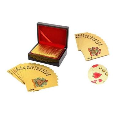 Imagem de Baralho Dourado Folheado Ouro 24k + Caixa Luxo + Certificado - Euro