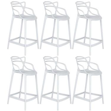 Imagem de Laraz, Kit 6 banquetas médias bancada cozinha Masters Allegra 66 cm