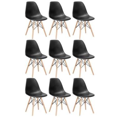 Imagem de Laraz, KIT - 9 x cadeiras Charles Eames Eiffel DSW - Base de madeira c