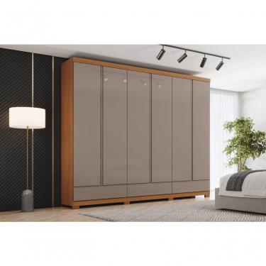 Imagem de Guarda-roupa Casal Imperial 6 Portas 9 Gavetas 100% Mdf Cinamomo-avelã - Henn Cinamomo-avelã