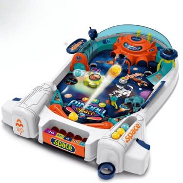 Imagem de Jogo de Pinball Mini Pinball Space Que Estimula Coordenação Motora com Tema Espacial Compacto Azul BBR Toys