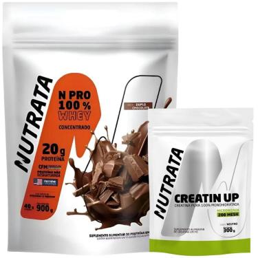Imagem de Kit Whey 100% Concentrado Npro Sabor Chocolate 900G+ Creatina 100% Monohidratada 300G-U...