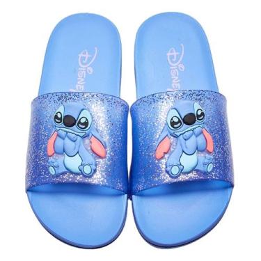 Imagem de Chinelo infantil menina grendene disney stitch slide azul 22994, Azul,