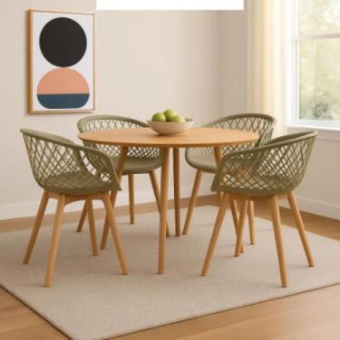 Imagem de Kit 4 Cadeiras de Jantar Tiffany Web Empório Base Wood Cor:Nude - Mode