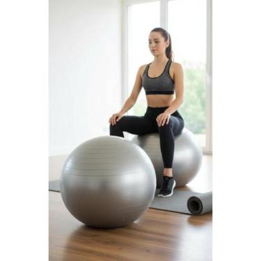 Imagem de 2x Bola Pilates 65cm Cinza: Força, Equilíbrio e Bem-Estar - Congratula