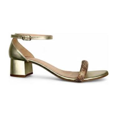 Imagem de Sandália Feminina 40 ao 44 Salto Bloco com Strass Conforto-Feminino