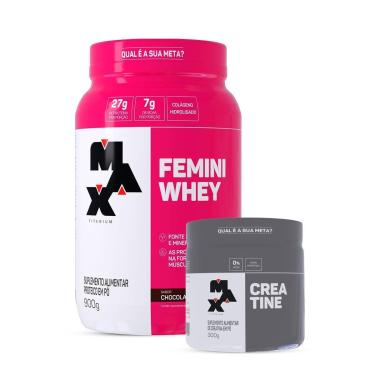 Imagem de Combo Whey Feminino 900 Gr e Creatina 300g Max Titanium-Feminino