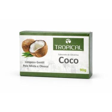 Imagem de Sabonete de Coco Glicerina Tropical 90g Limpeza Gentil para Pele Mista
