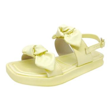Imagem de Sandália Feminina Flatform Nó Moderna Clássica Moleca, Amarelo, 37