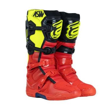 Imagem de Bota Asw Elevate Motocross, Elevate vermelho, Preto, Amarelo fluor, BO