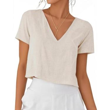 Imagem de Camisa de linho Kinghua 2026 Spring Summer Beach feminina bege XS