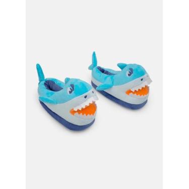 Imagem de Pantufa infantil menino tubarão azul puket tamanho:34a36, 34A36