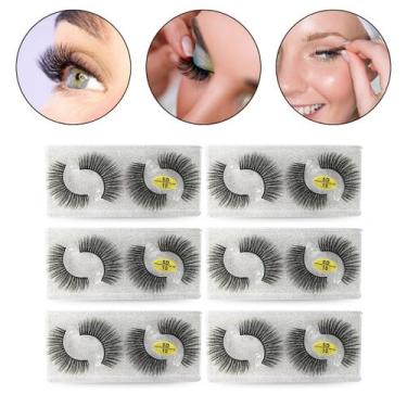 Imagem de Kit 12 Pares Cílios Postiços 5D Efeito Natural Volumoso 10mm - Arte Se