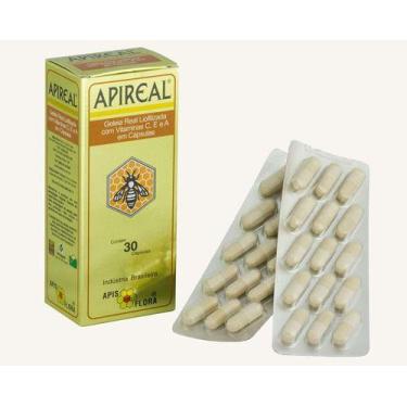 Imagem de Geleia Real Liofilizada Apireal Vitaminas Apis Flora 30 Capsulas